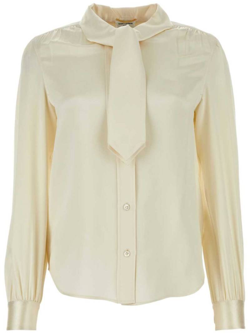 Saint Laurent lavallière-neck silk-satin blouse - Neutrals von Saint Laurent