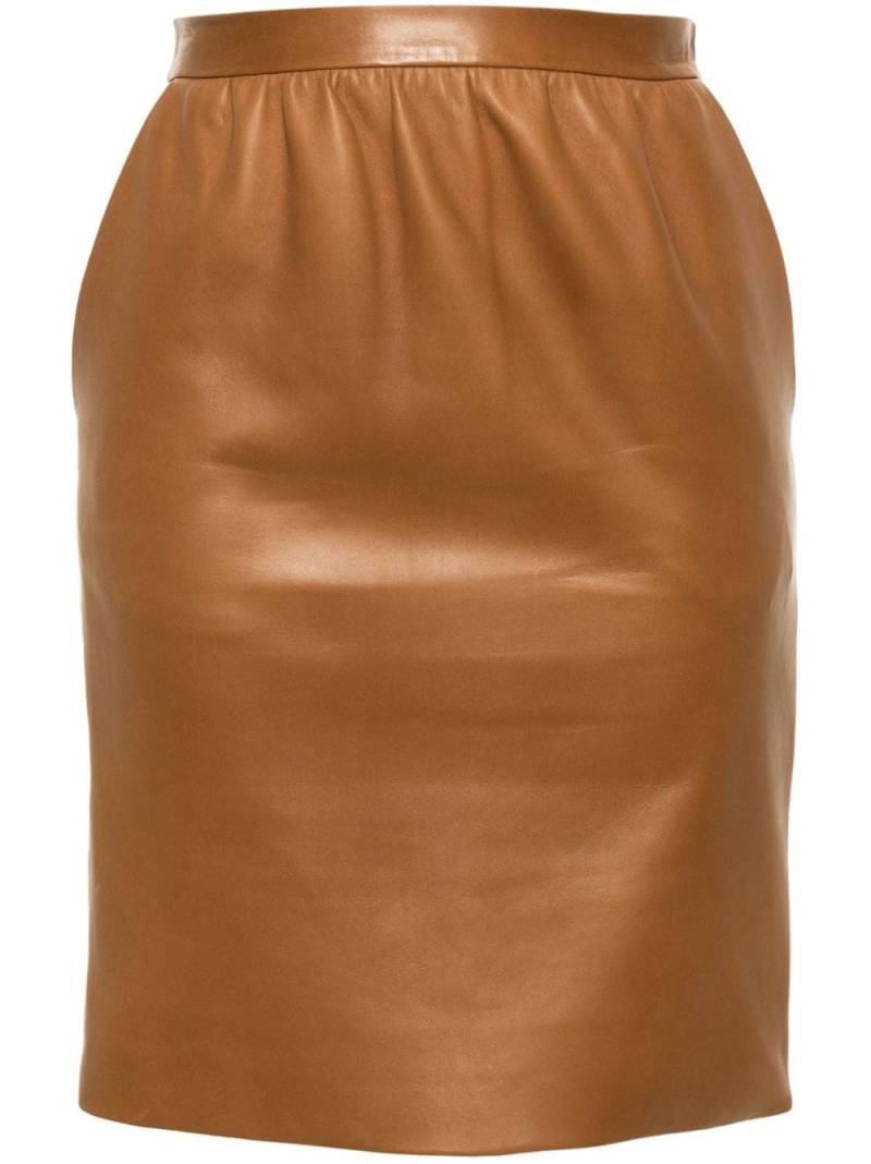 Saint Laurent leather pencil skirt - Brown von Saint Laurent