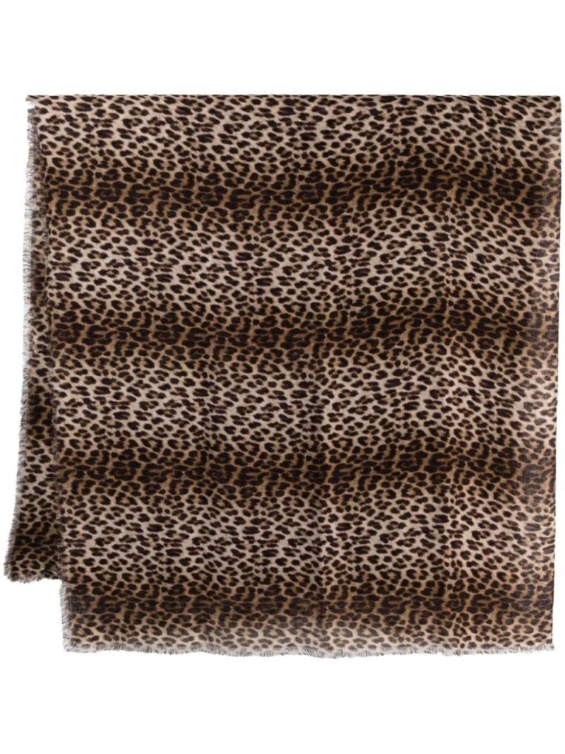 Saint Laurent leopard-print frayed scarf - Neutrals von Saint Laurent