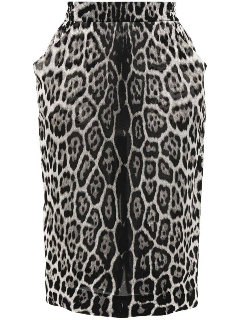 Saint Laurent leopard-print silk skirt - Black von Saint Laurent