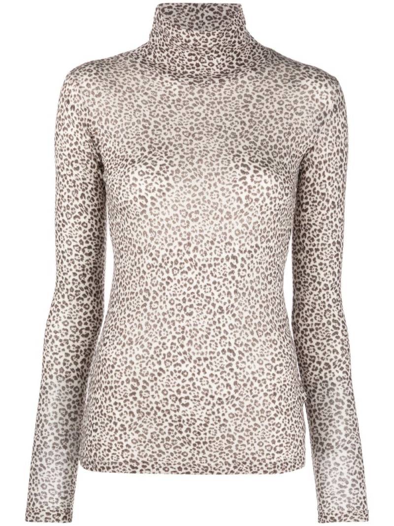 Saint Laurent leopard turtleneck jumper - Brown von Saint Laurent