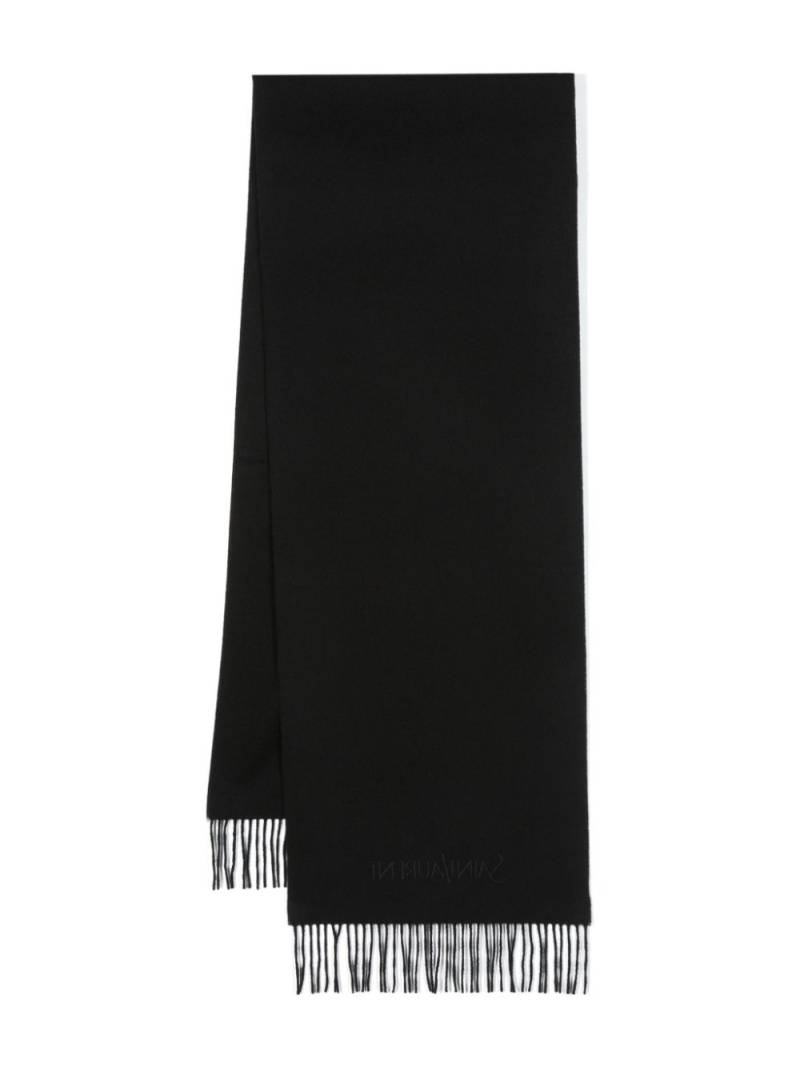 Saint Laurent logo-embroidered cashmere scarf - Black von Saint Laurent