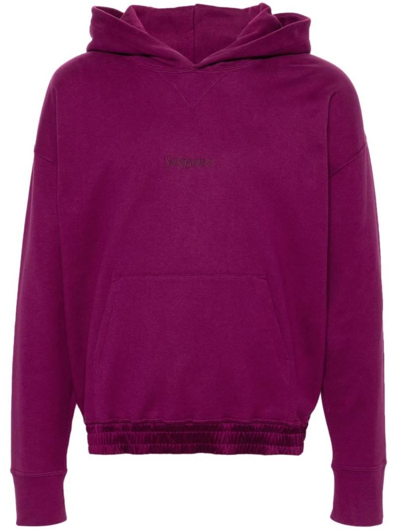 Saint Laurent logo-embroidered cotton hoodie - Purple von Saint Laurent