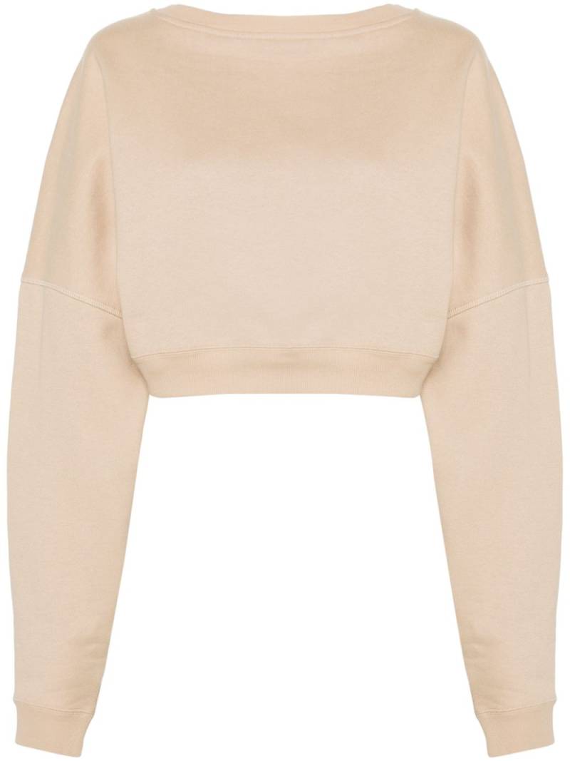 Saint Laurent logo-embroidered cropped sweatshirt - Neutrals von Saint Laurent