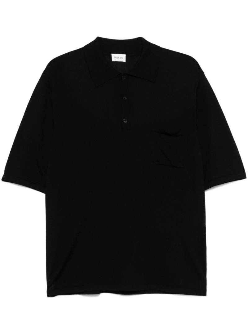 Saint Laurent logo-embroidered polo shirt - Black von Saint Laurent