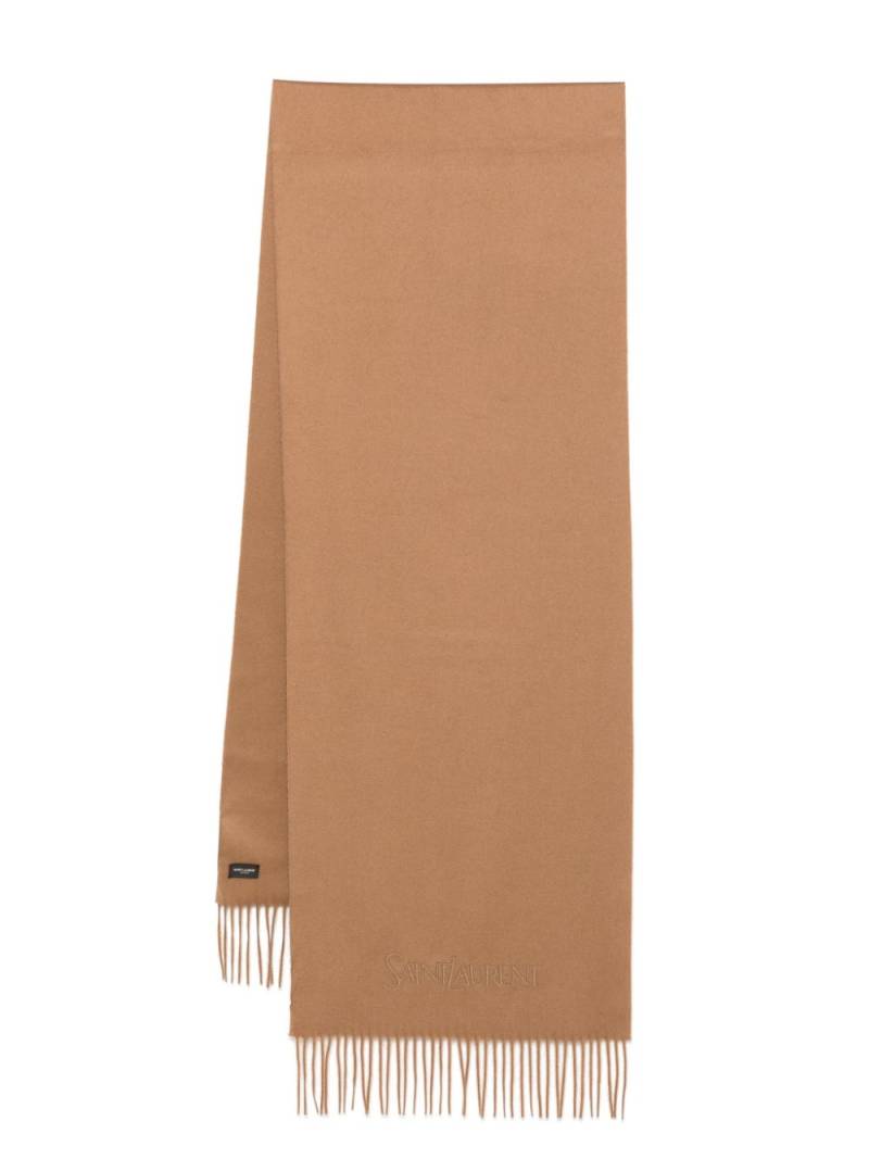 Saint Laurent logo-embroidered scarf - Brown von Saint Laurent