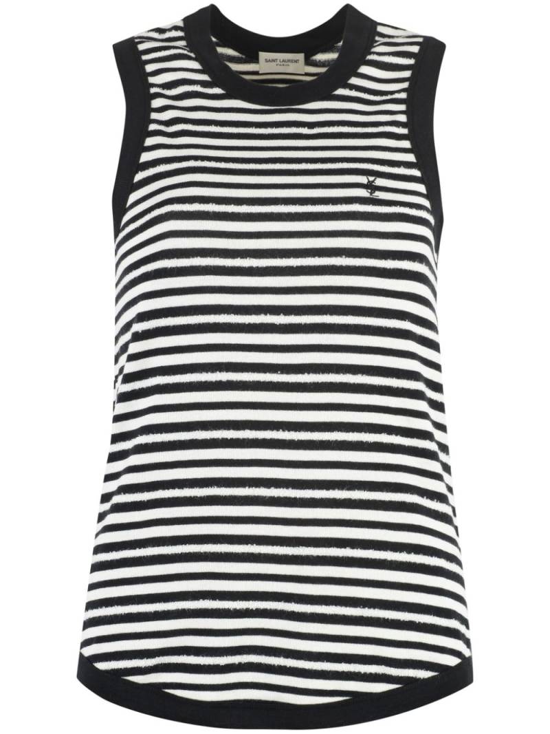 Saint Laurent logo-embroidered striped tank top - Black von Saint Laurent