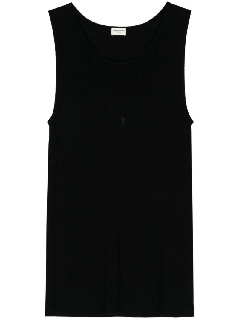 Saint Laurent logo-embroidered wool tank top - Black von Saint Laurent