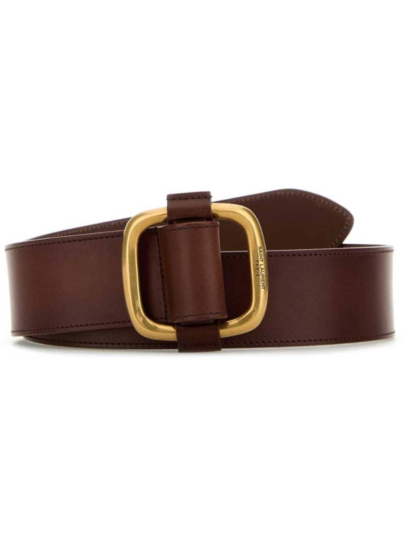 Saint Laurent logo-engraved belt - Brown von Saint Laurent