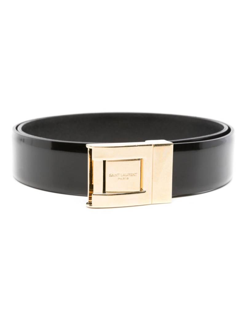 Saint Laurent logo-engraved leather belt - Black von Saint Laurent