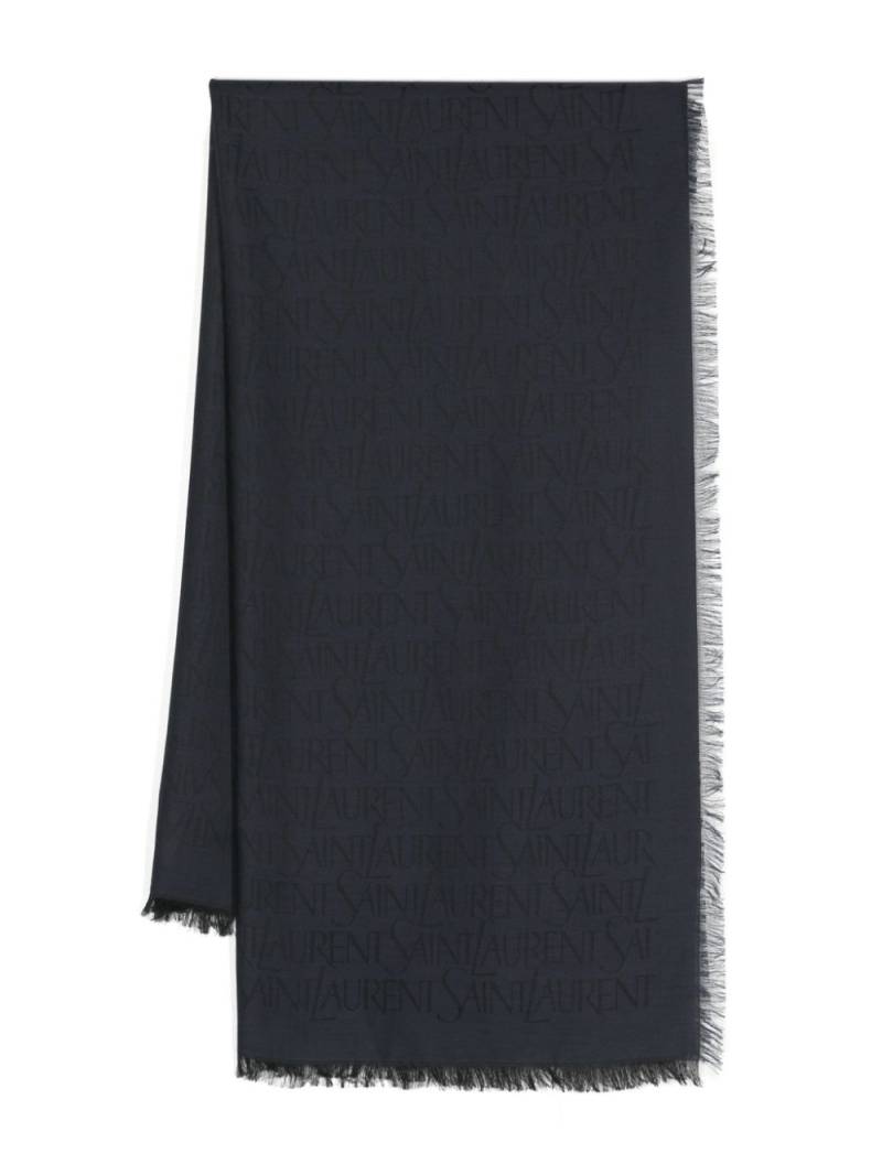 Saint Laurent logo-jacquard scarf - Blue von Saint Laurent