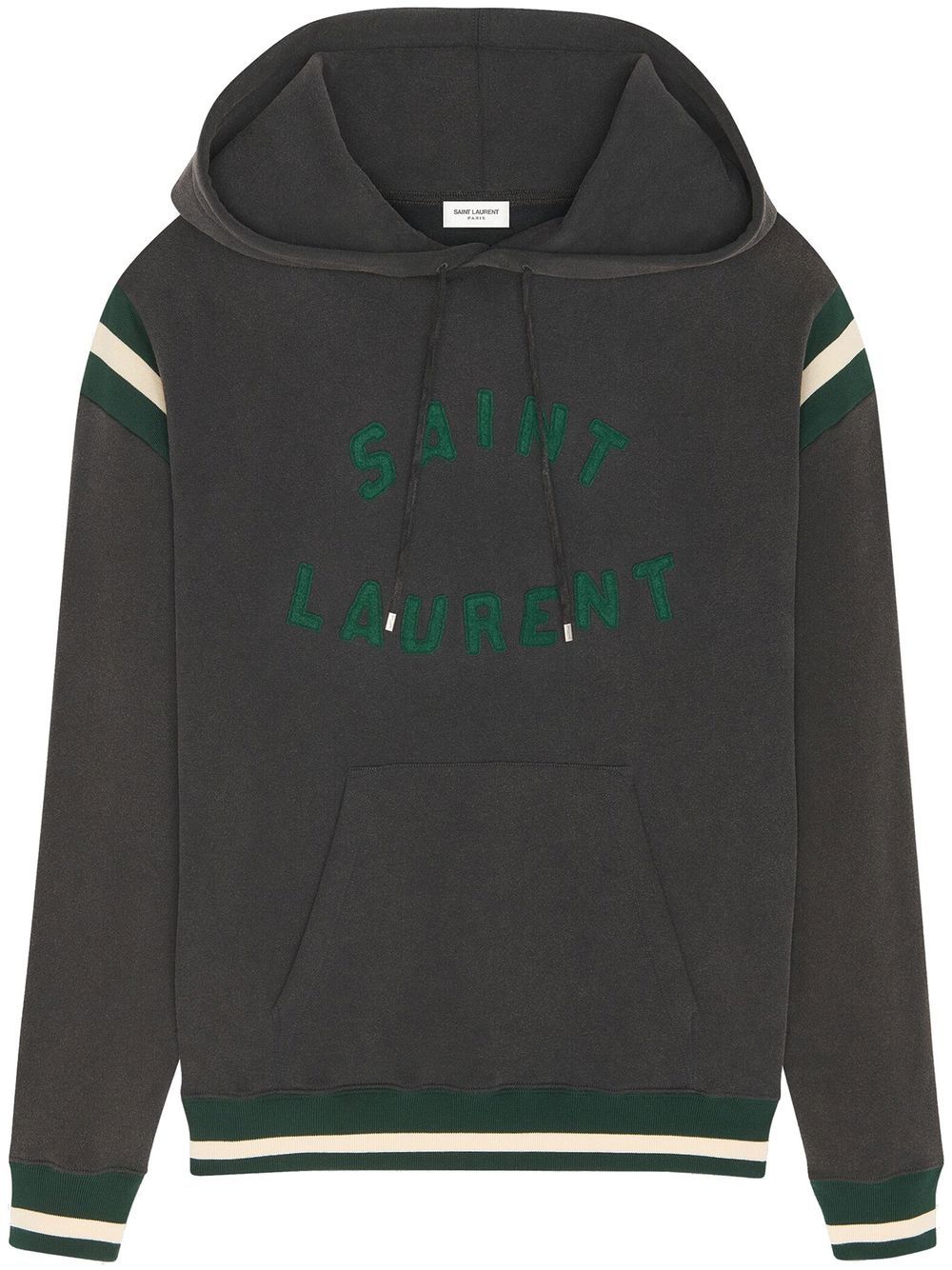 Saint Laurent logo-patch cotton hoodie - Black von Saint Laurent