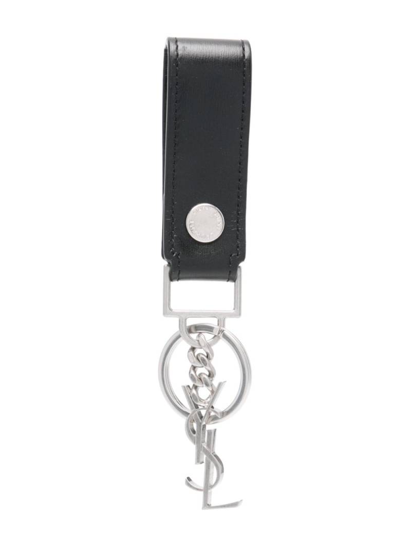 Saint Laurent monogram leather keyring - Black von Saint Laurent