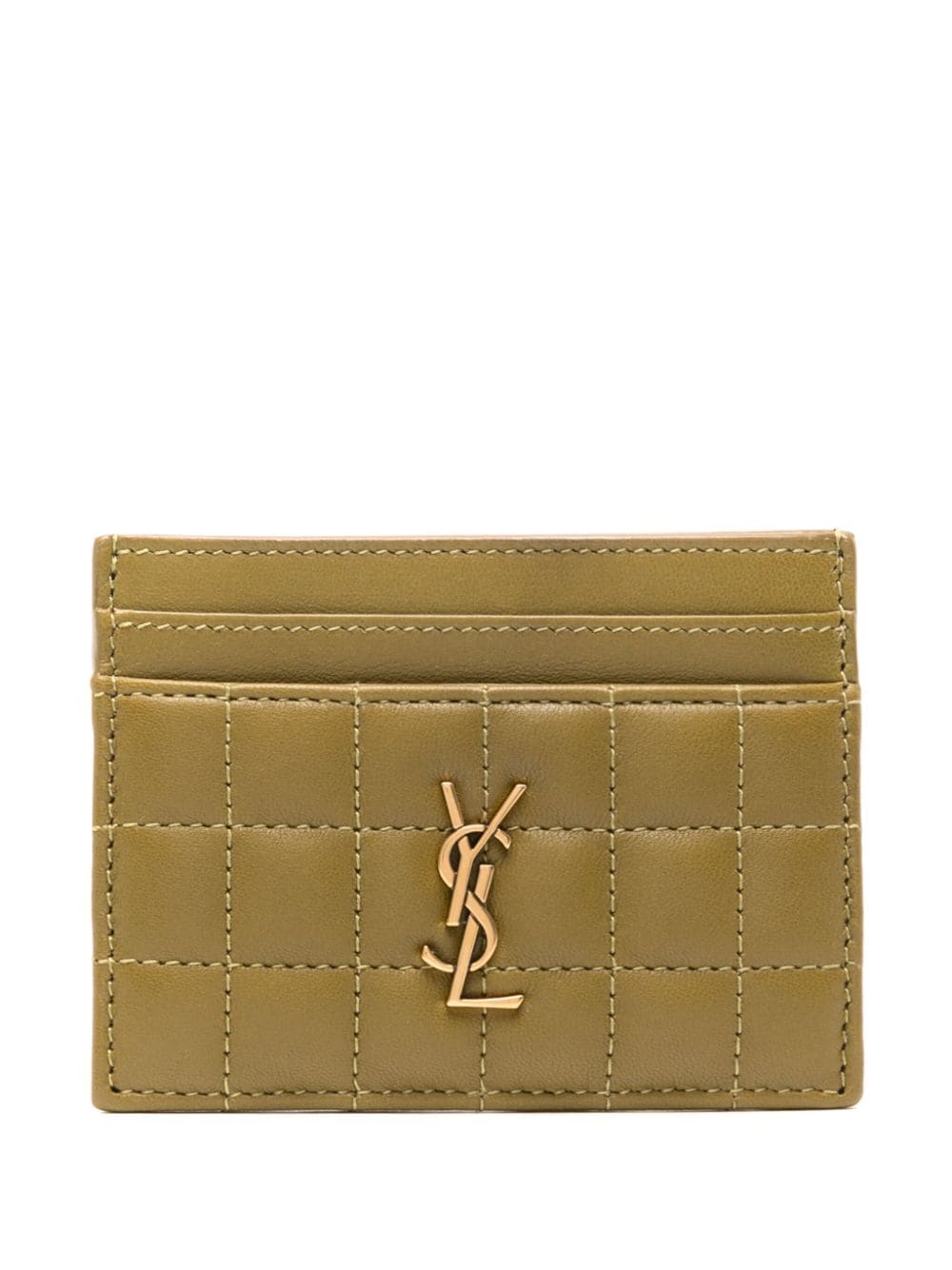 Saint Laurent logo-plaque quilted cardholder - Green von Saint Laurent