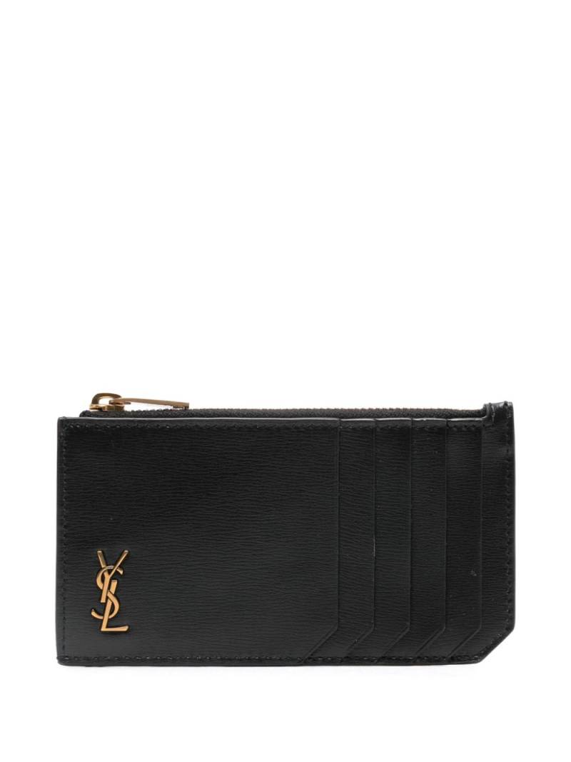 Saint Laurent Tiny Cassandre card holder - Black von Saint Laurent