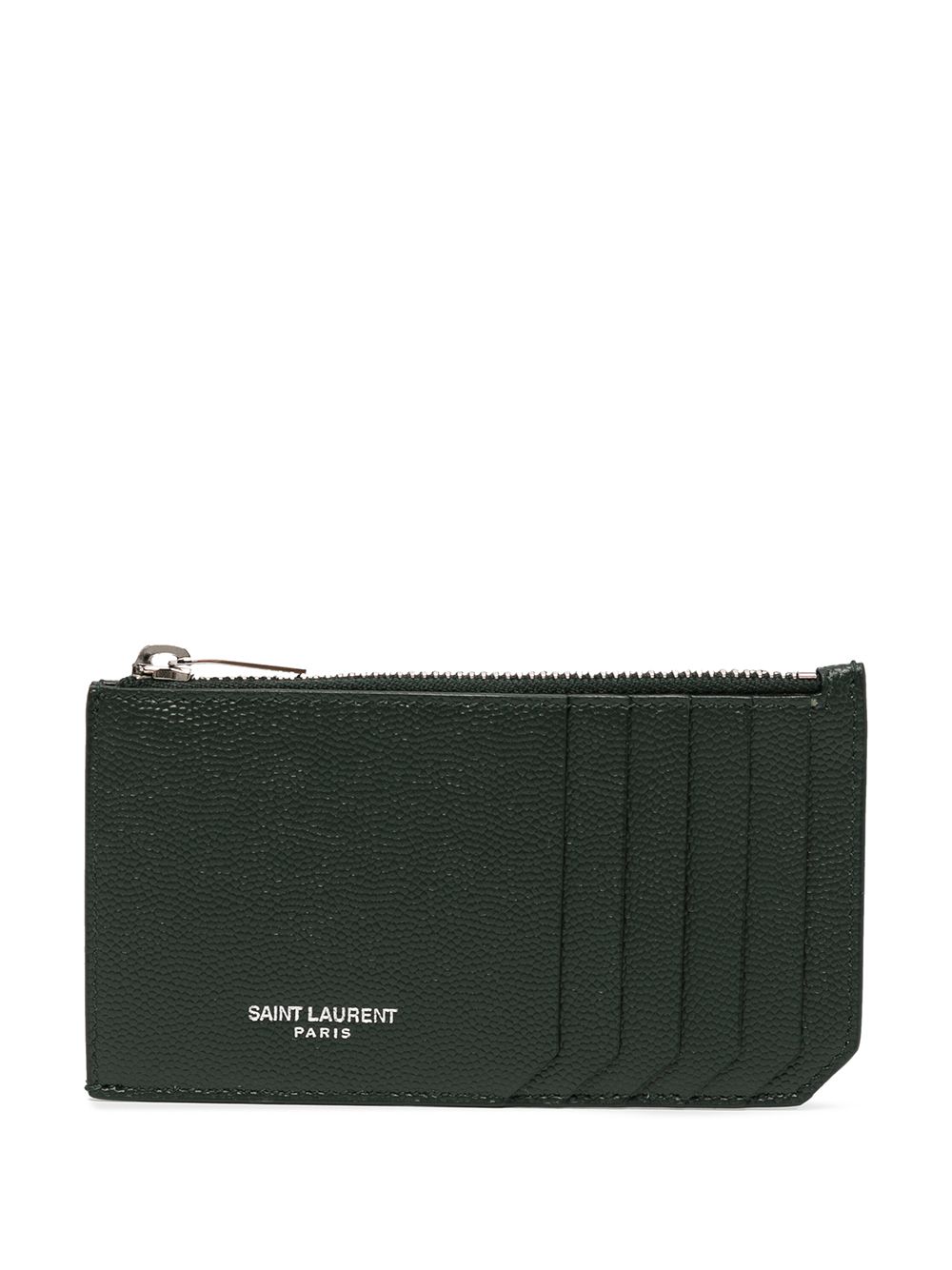 Saint Laurent logo-print leather cardholder - Green von Saint Laurent