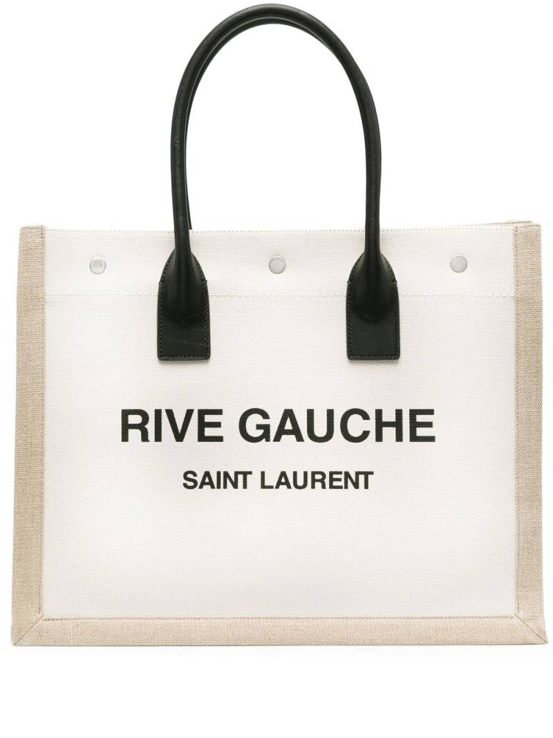 Saint Laurent logo-print tote-bag - Neutrals von Saint Laurent