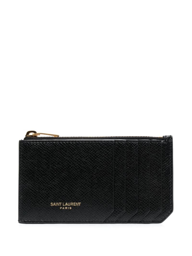 Saint Laurent logo-stamp leather cardholder - Black von Saint Laurent