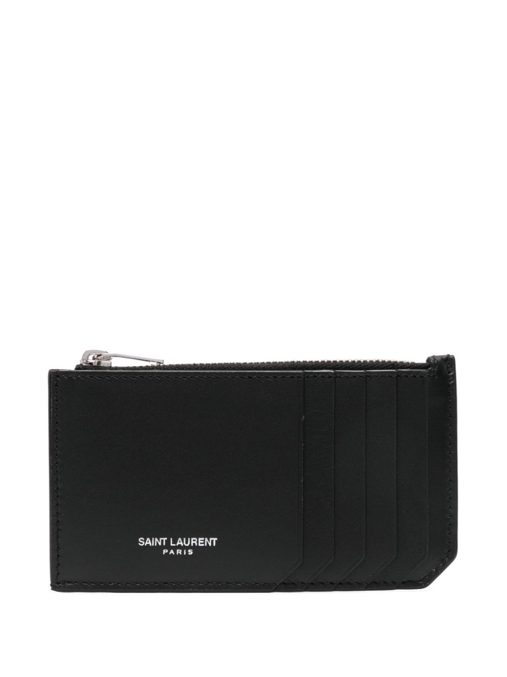 Saint Laurent logo-stamp card holder - Black von Saint Laurent