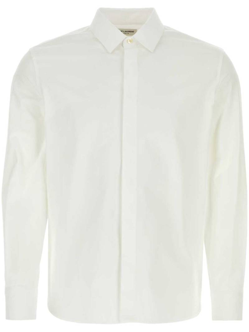 Saint Laurent long-sleeve cotton shirt - White von Saint Laurent