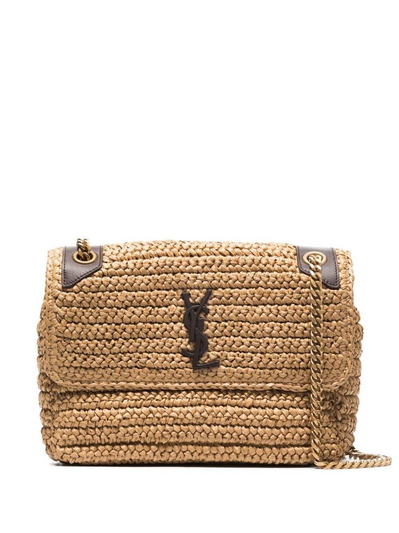 Saint Laurent medium Niki raffia shoulder bag - Neutrals von Saint Laurent