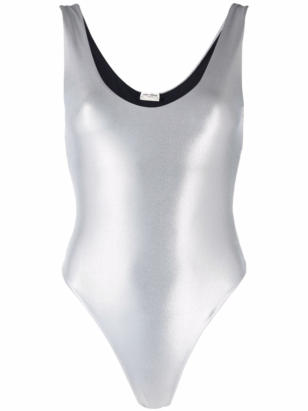 Saint Laurent metallic scoop-neck sleeveless bodysuit - Silver von Saint Laurent