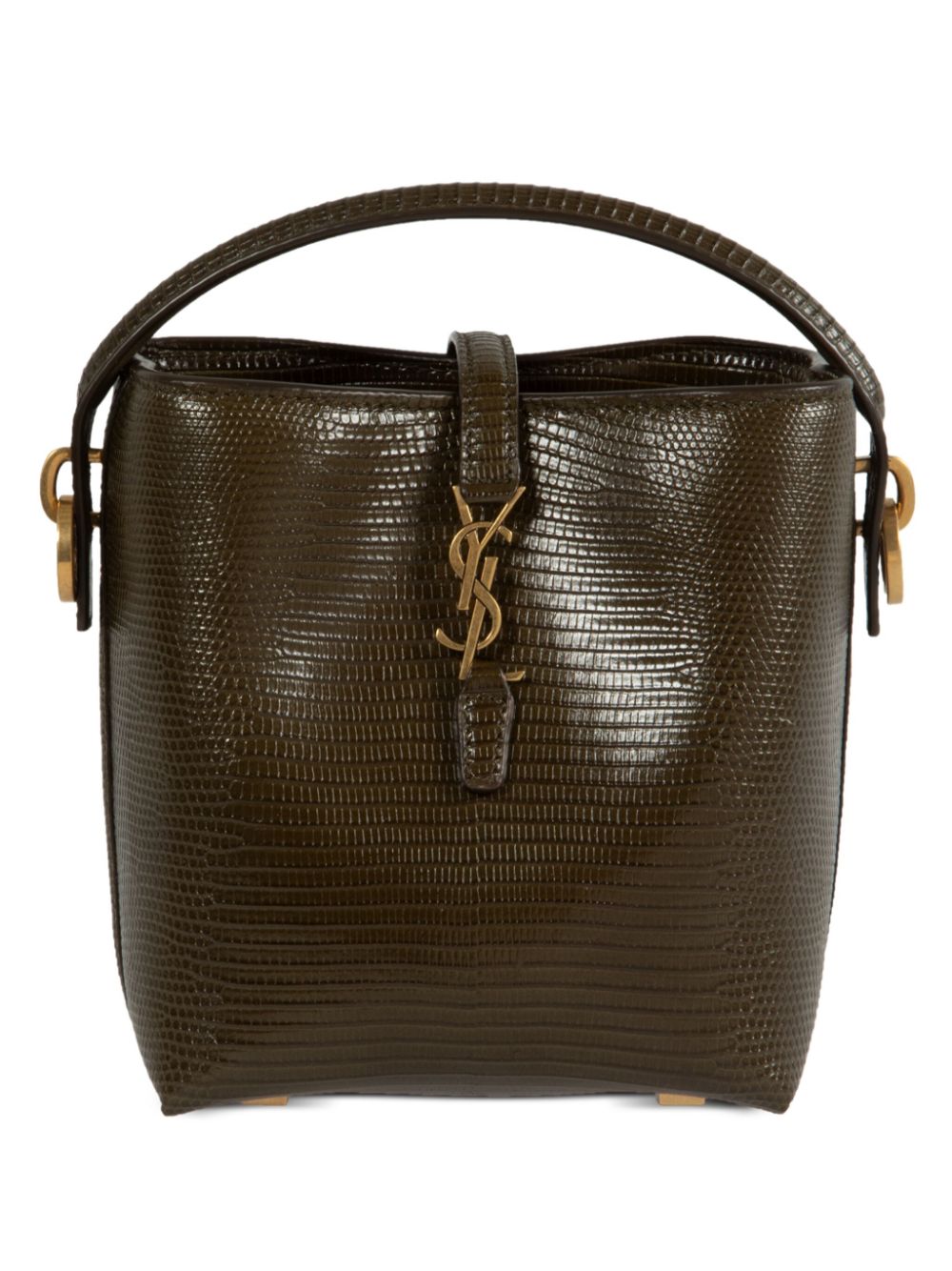 Saint Laurent mini Le 37 lizard-skin effect bucket bag - Brown von Saint Laurent