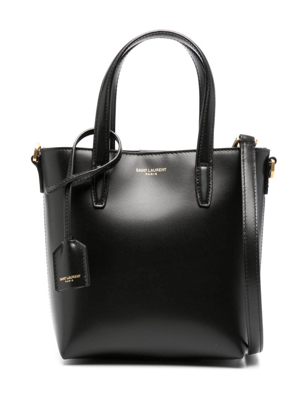 Saint Laurent mini Shopping leather tote bag - Black von Saint Laurent