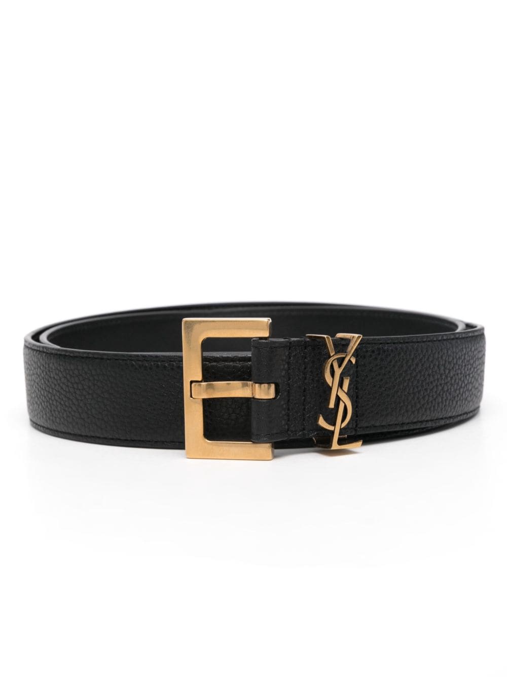 Saint Laurent monogram-logo wide leather belt - Black von Saint Laurent