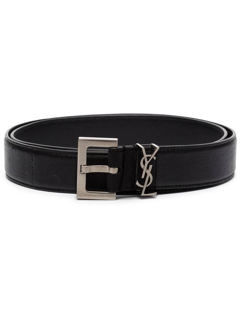 Saint Laurent monogram-plaque buckled belt - Black von Saint Laurent