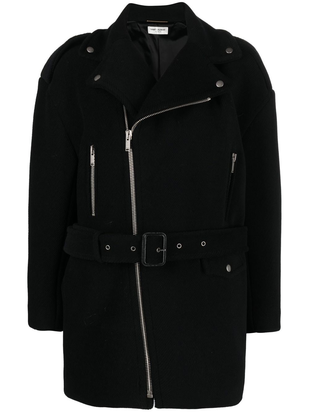 Saint Laurent notched-collar zip-fastening coat - Black von Saint Laurent