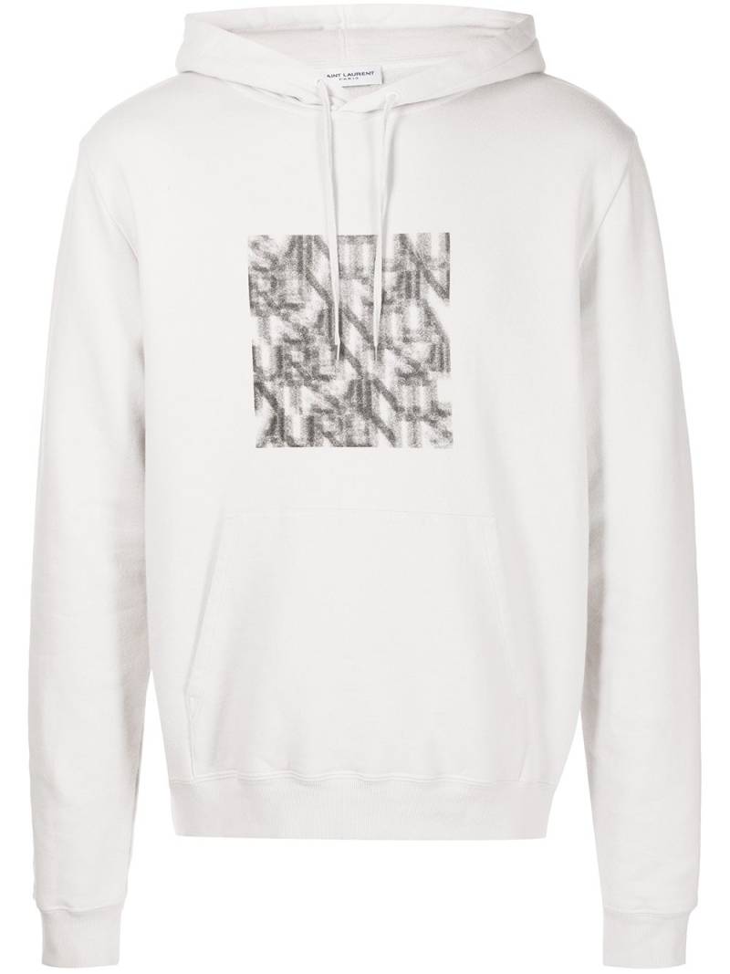 Saint Laurent optical illusion-print relaxed hoodie - Grey von Saint Laurent