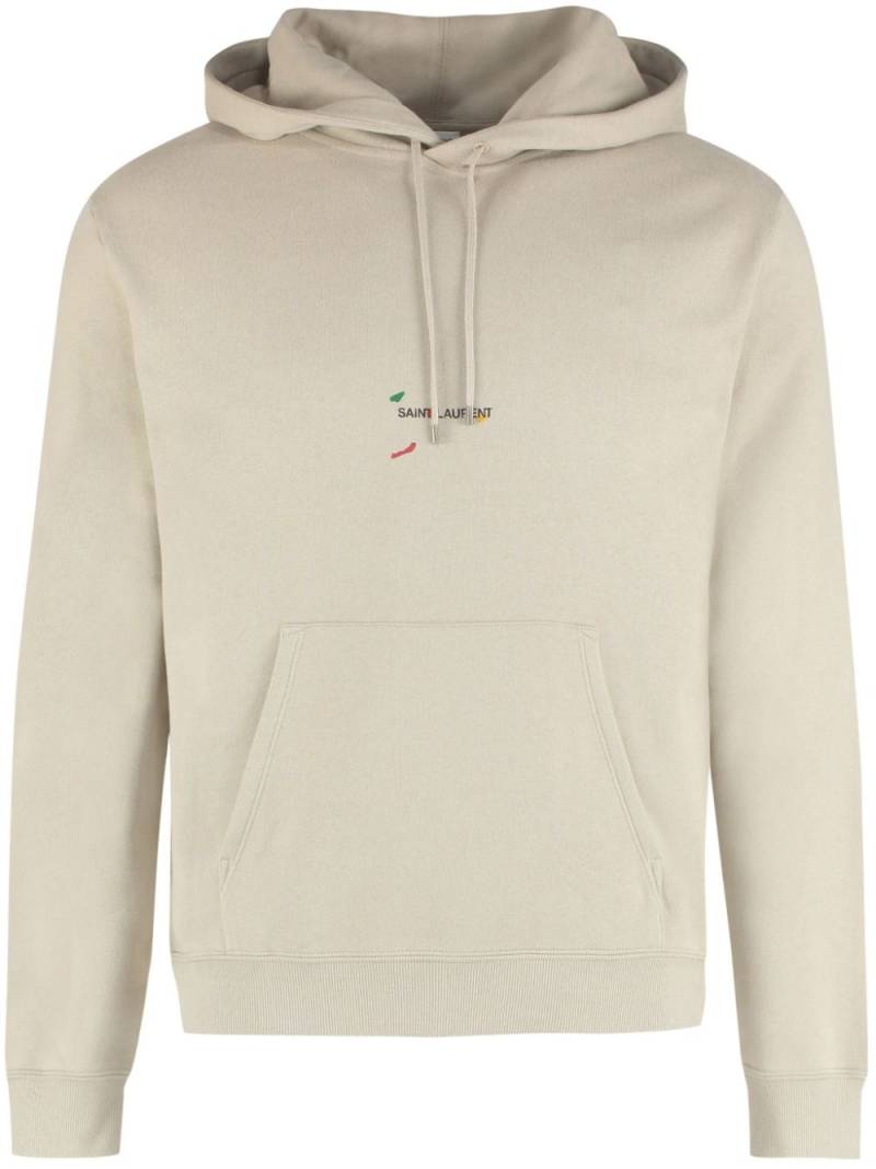 Saint Laurent painted logo-print hoodie - Neutrals von Saint Laurent