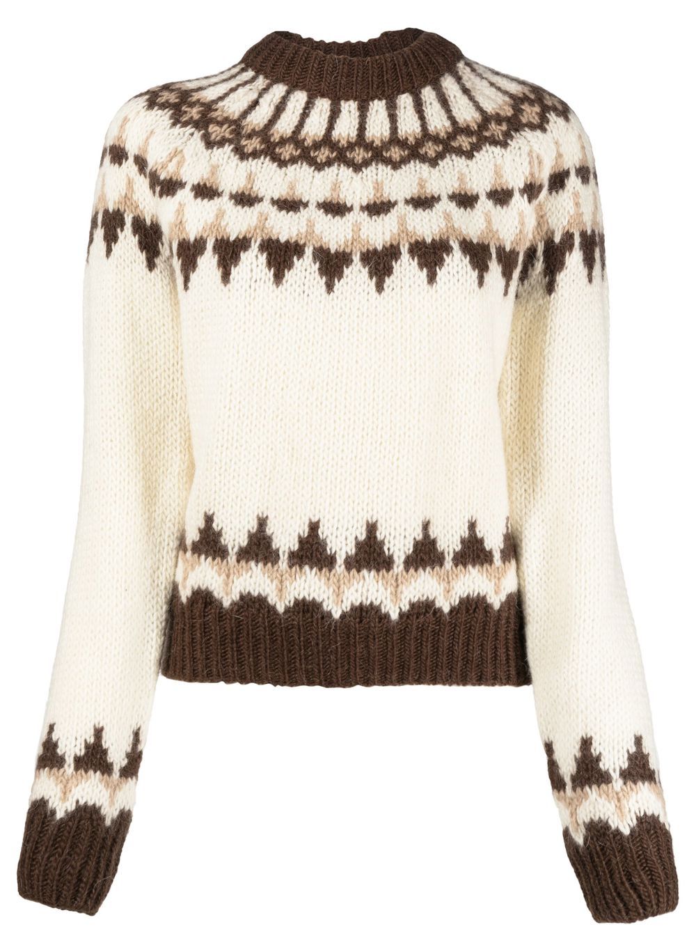 Saint Laurent patterned intarsia-knit jumper - Neutrals von Saint Laurent