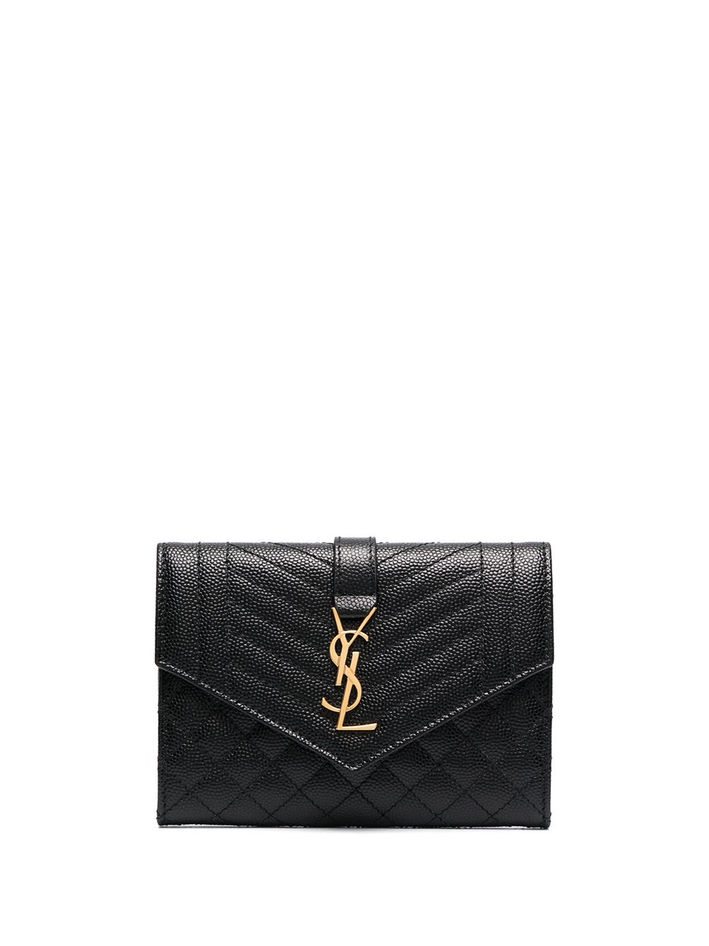 Saint Laurent pebbled envelope cardholder - Black von Saint Laurent