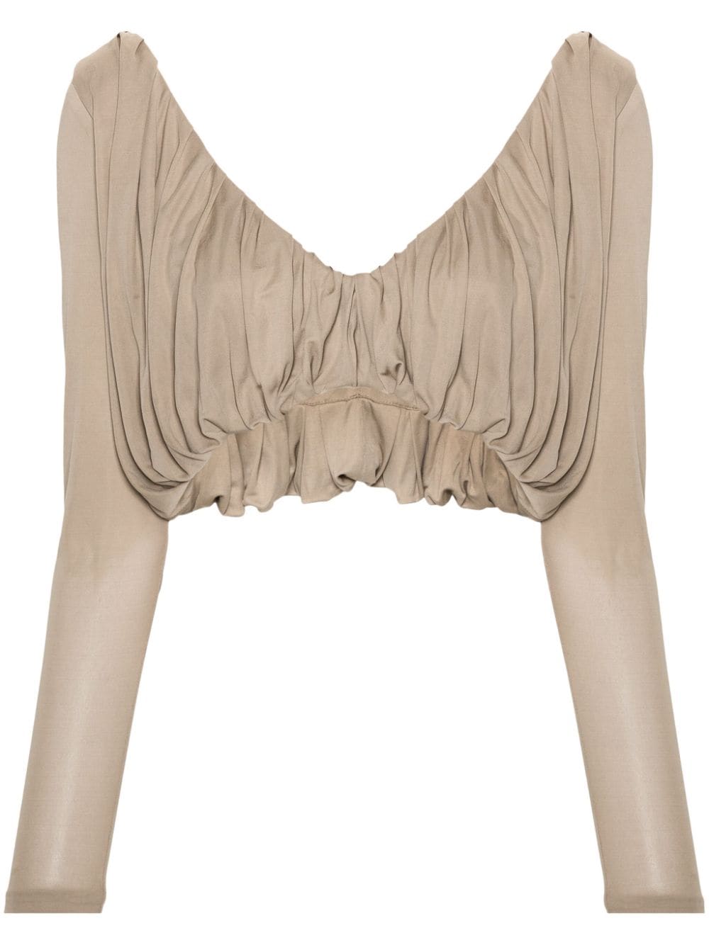 Saint Laurent pleated cropped blouse - Neutrals von Saint Laurent