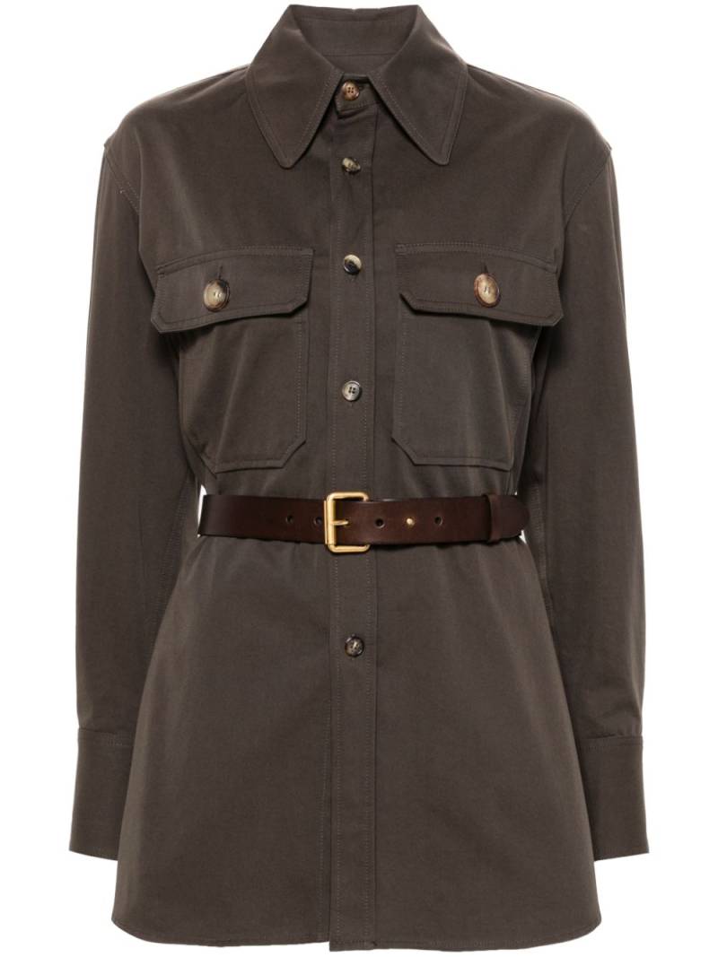 Saint Laurent belted cotton overshirt - Brown von Saint Laurent