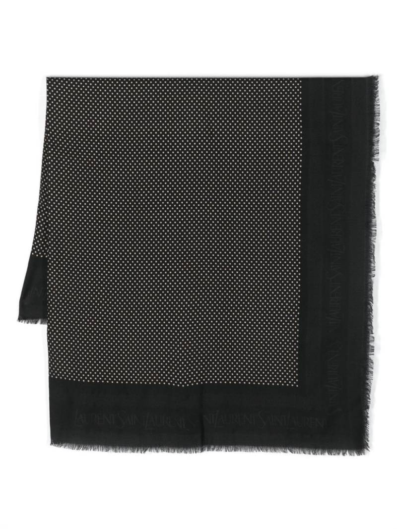 Saint Laurent polka-dot jacquard scarf - Black von Saint Laurent