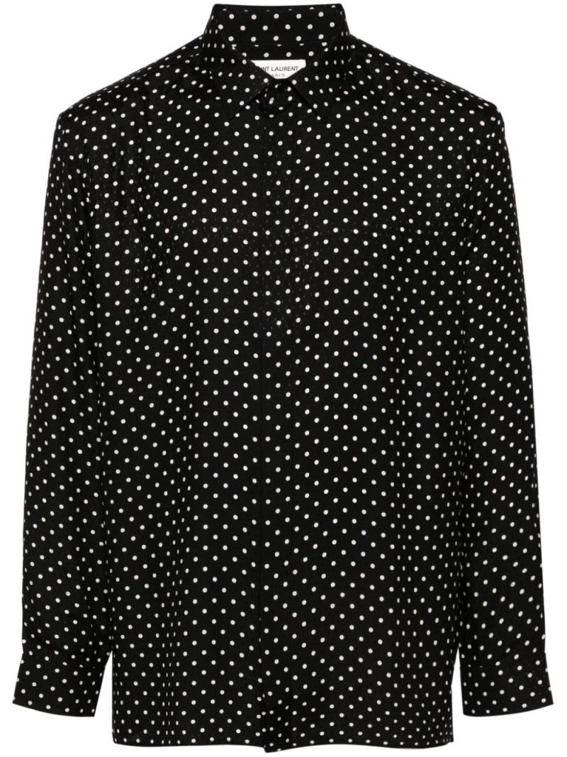 Saint Laurent polka-dot silk shirt - Black von Saint Laurent