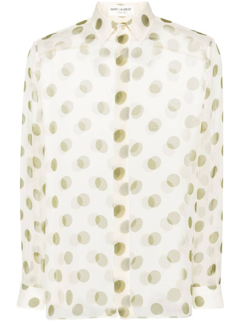 Saint Laurent polka dot silk shirt - Neutrals von Saint Laurent