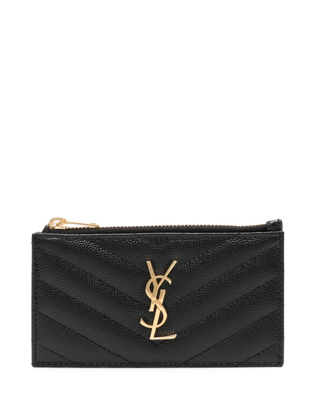 Saint Laurent Cassandre leather cardholder - Black von Saint Laurent