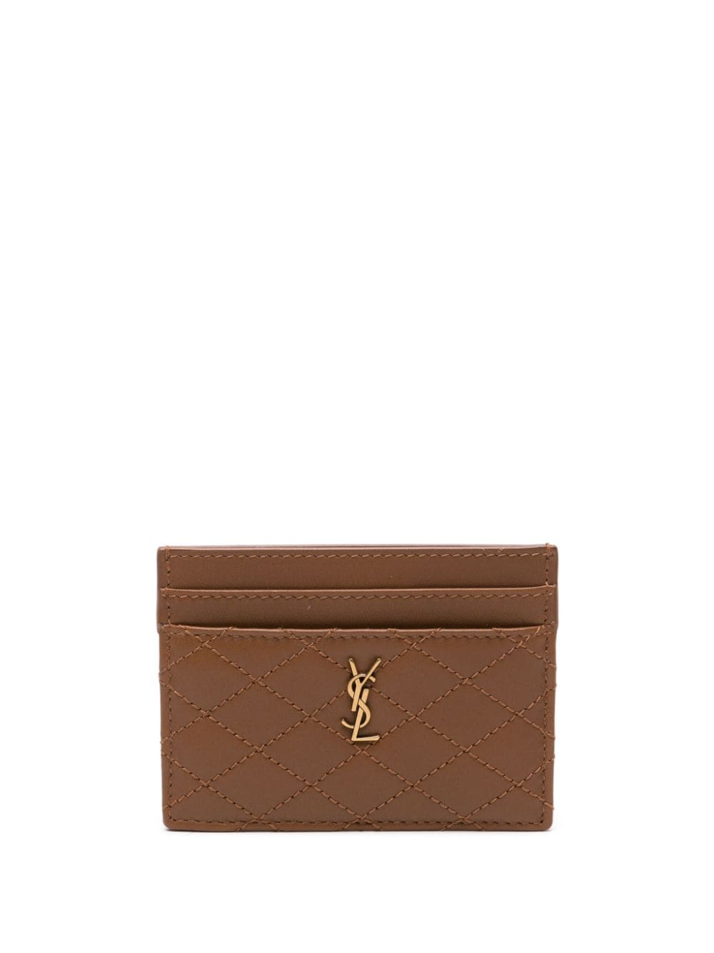 Saint Laurent quilted leather cardholder - Brown von Saint Laurent