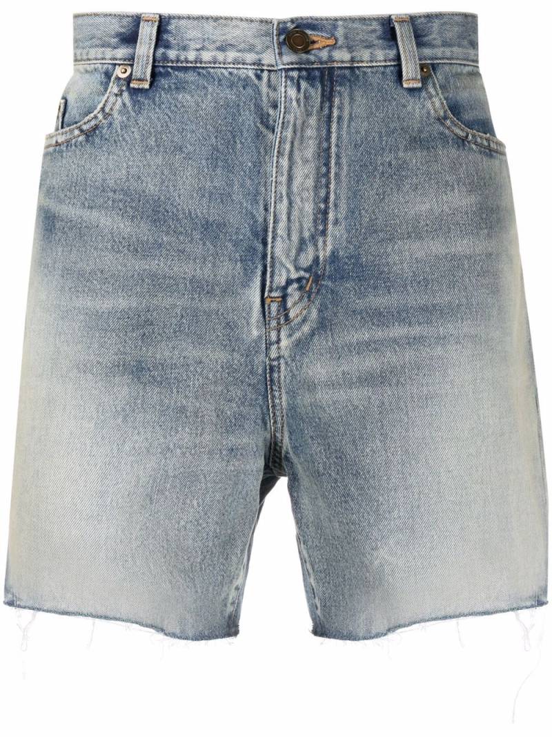 Saint Laurent raw-edge cotton denim shorts - Blue von Saint Laurent