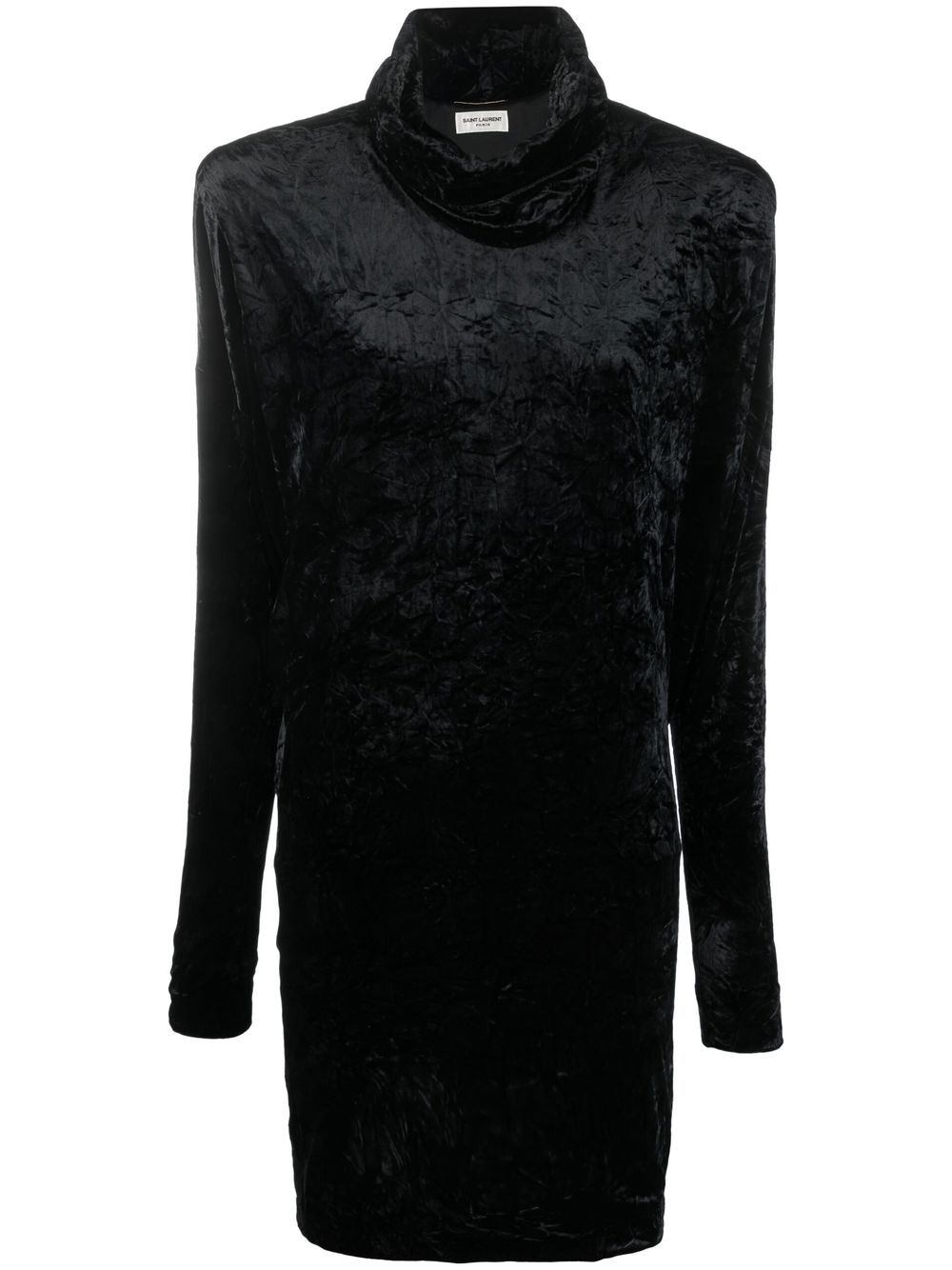Saint Laurent roll-neck velvet effect minidress - Black von Saint Laurent