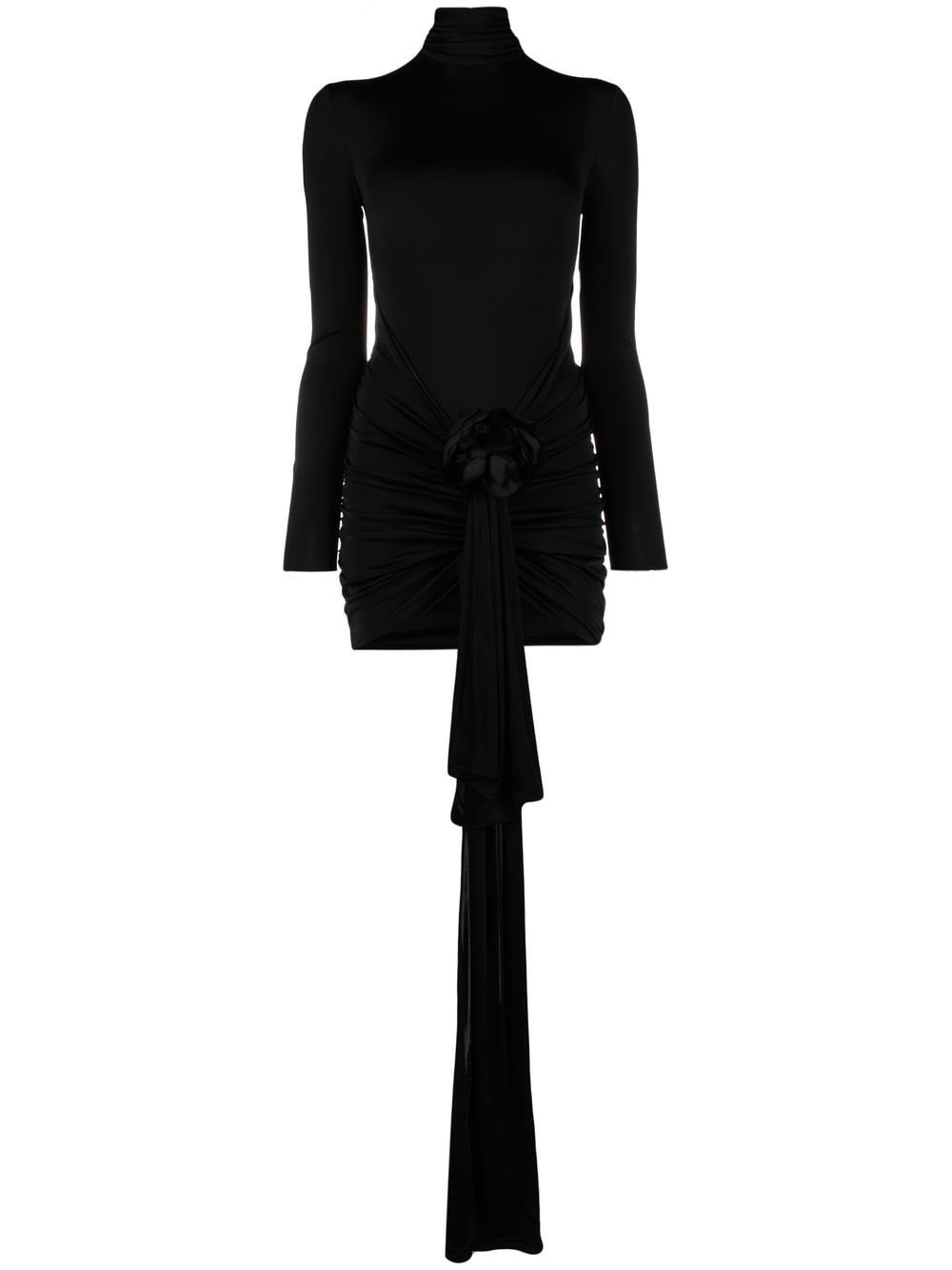 Saint Laurent rose-appliqué minidress - Black von Saint Laurent