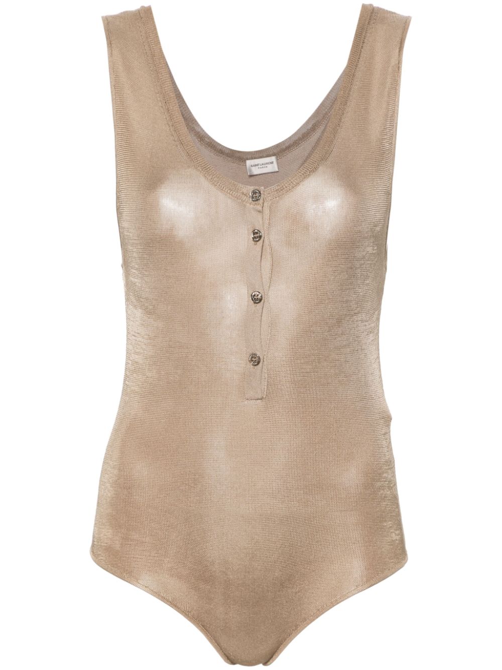 Saint Laurent scoop-neck silk bodysuit - Neutrals von Saint Laurent