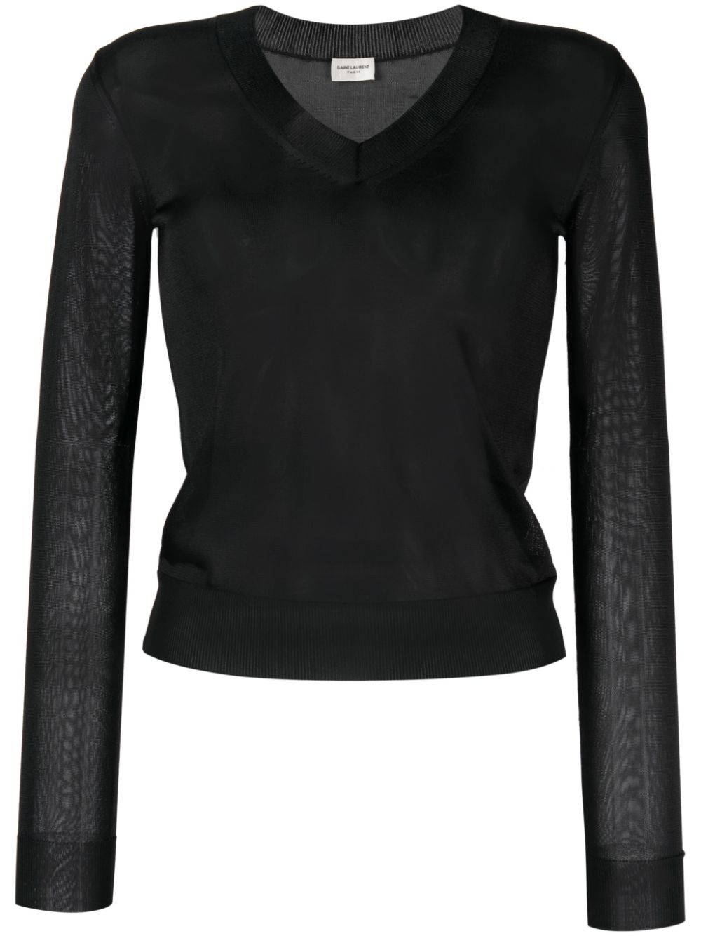 Saint Laurent semi-sheer V-neck top - Black von Saint Laurent