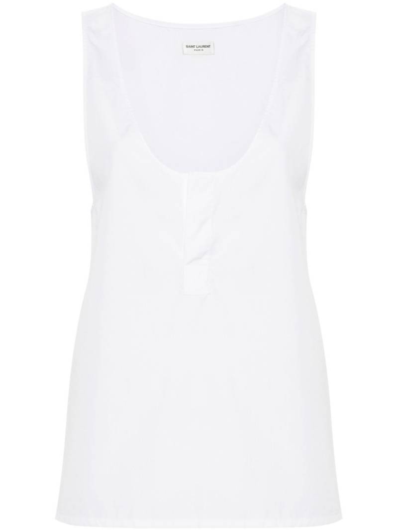 Saint Laurent semi-sheer henley tank top - White von Saint Laurent