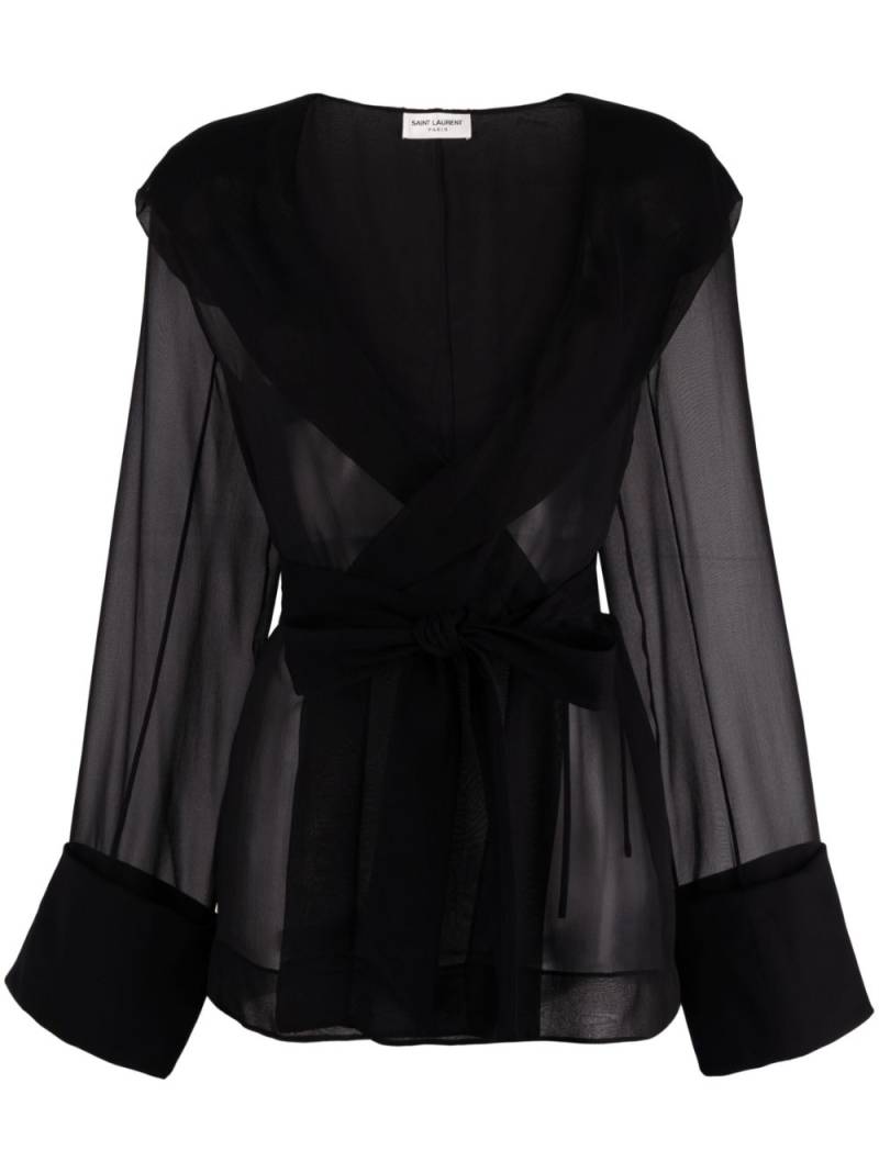 Saint Laurent semi-sheer long-sleeve top - Black von Saint Laurent