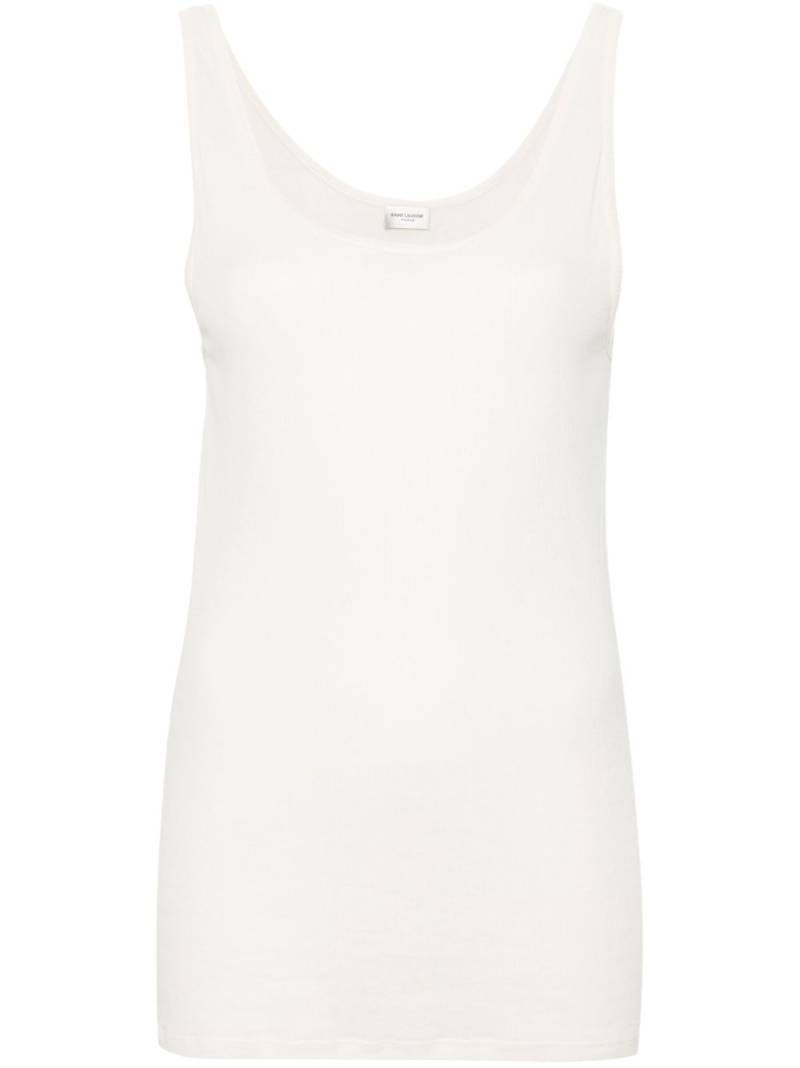 Saint Laurent fine-ribbed semi-sheer tank top - Neutrals von Saint Laurent